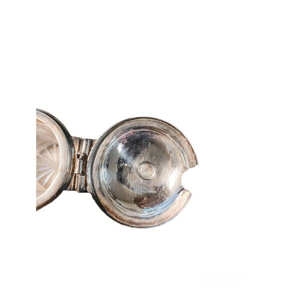 Antique English Silver Plated Crystal Mustard Pot - Picture 6 of 6